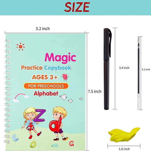 Magic Practice Copybook Set for Kids (4 Books + Pen + Refills)