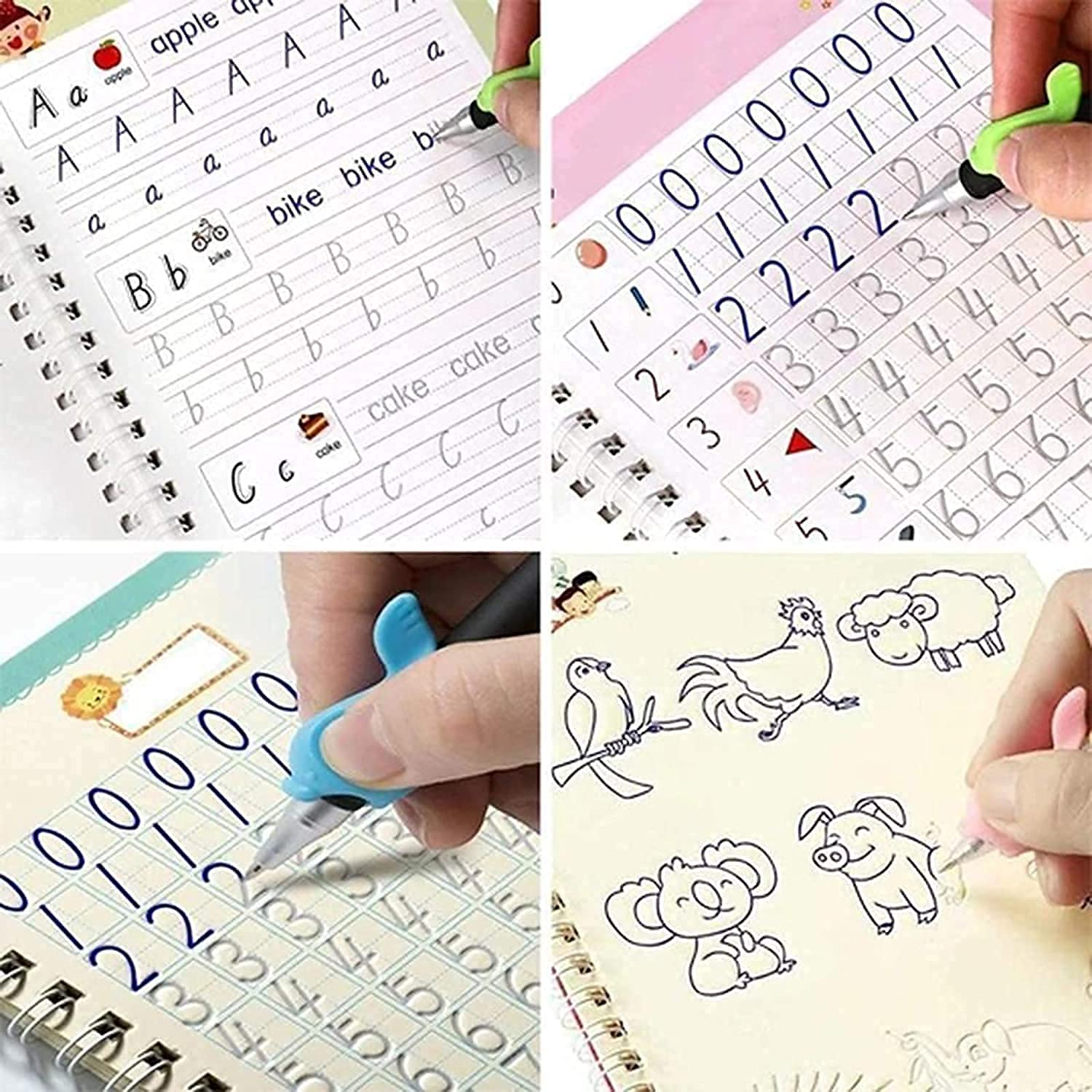 Magic Practice Copybook Set for Kids (4 Books + Pen + Refills)
